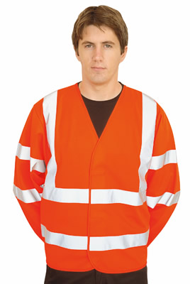 Orange High Visibility Waistcoat with Sleeves